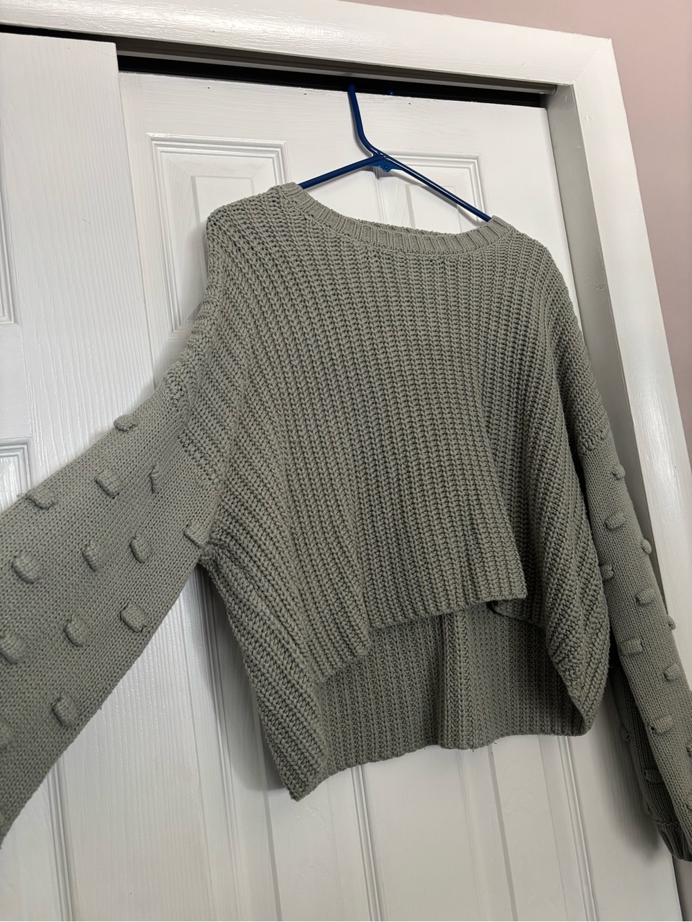 Chunky Knit Drop-Shoulder Sweater in Sage Green